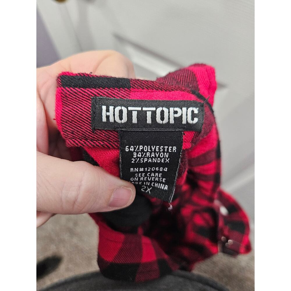 Vintage Hot Topic Red Black Plaid Pleated Skirtall Overall Bib Dress Plus 2x - Picture 4 of 7